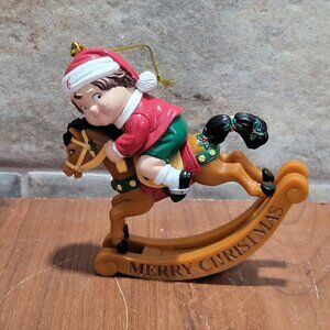 Campbell Soup Kids Christmas Ornament Santa Boy on Rocking Horse Merry Christmas